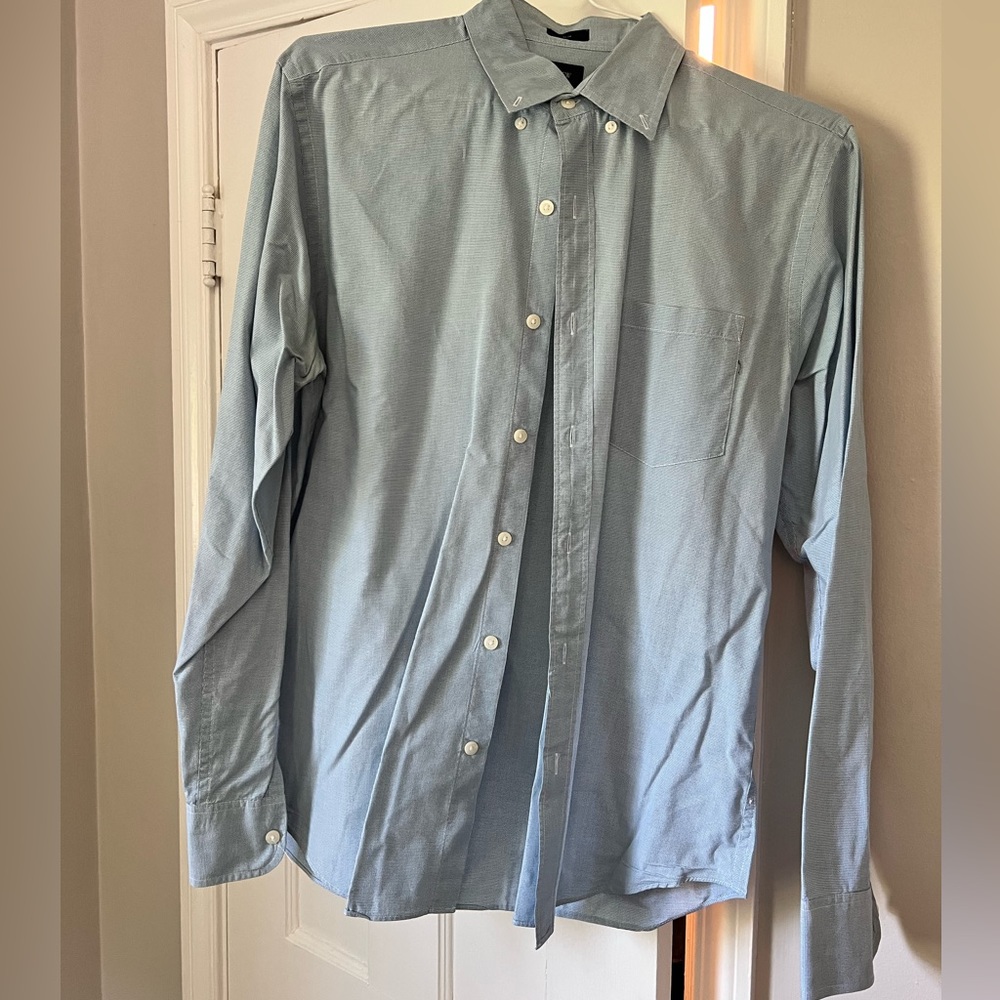 Blue and white j crew men’s dress shirt